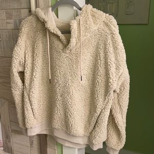 GUC Zella White 1/2 Button Sherpa Sweater Size Large